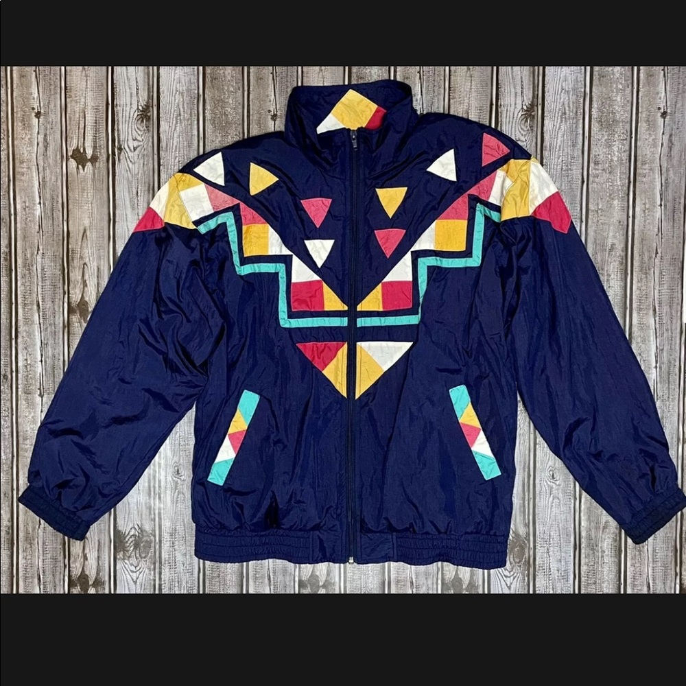 VTG Westbound Petites Zip-up Aztec Print Windbreaker Jacket Women’s Sz S 80s 90s